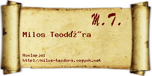Milos Teodóra névjegykártya